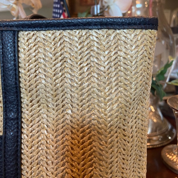 French Connection Lucia Straw Double Handle Tote Bag - Picture 7 of 15